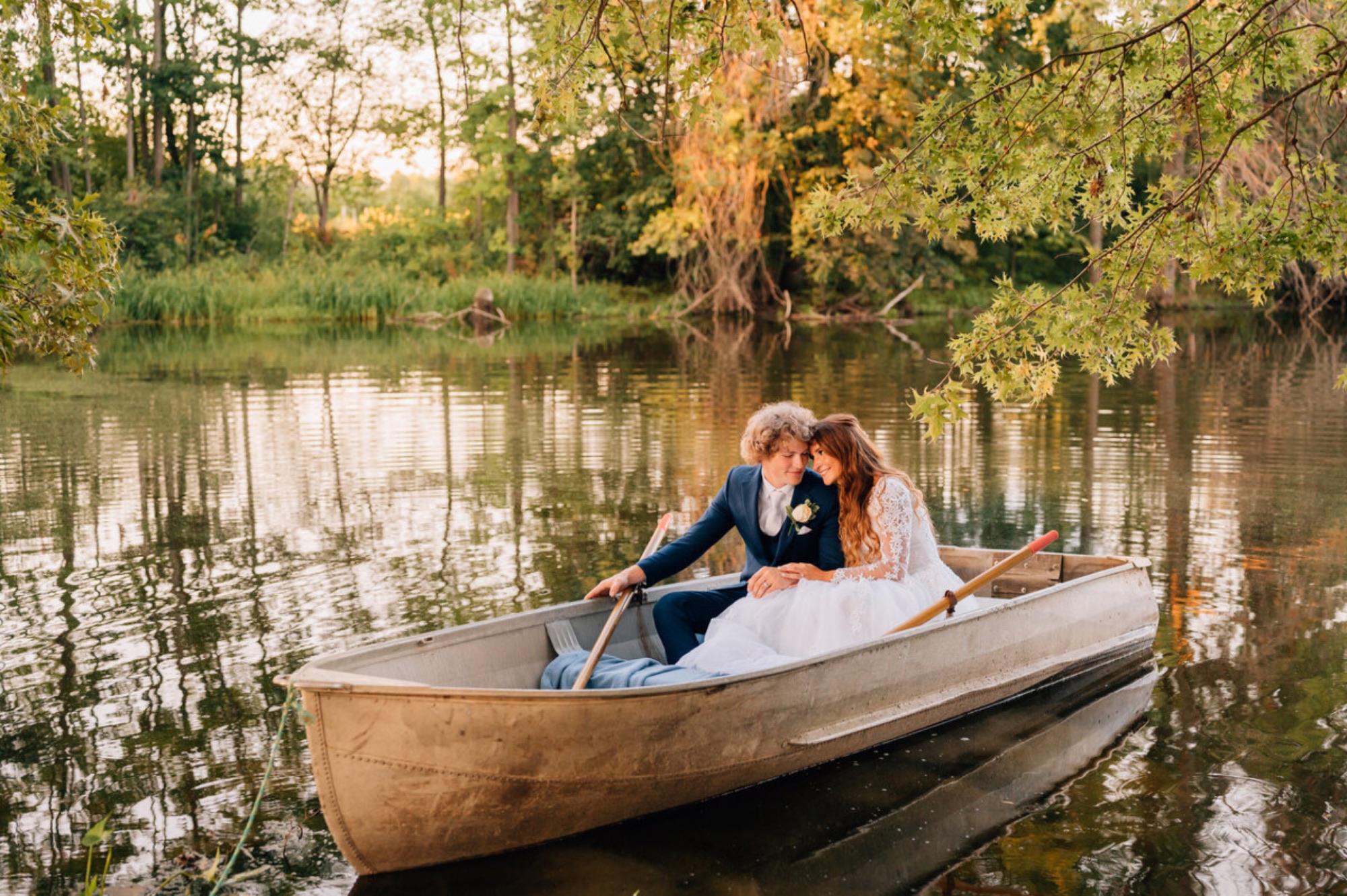 Rowboat portraits on the pond at Abram Farms
