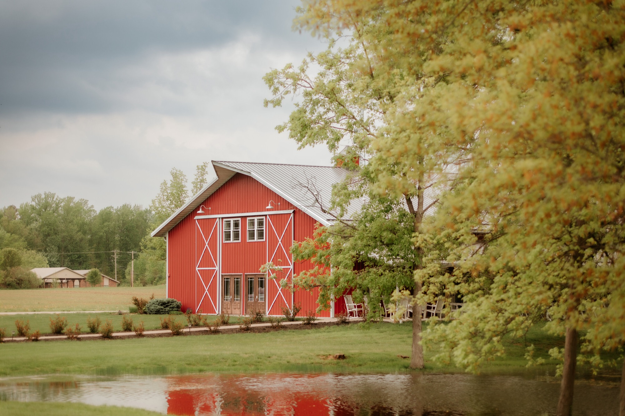 Wedding reception in the climate-controlled barn at Abram Farms