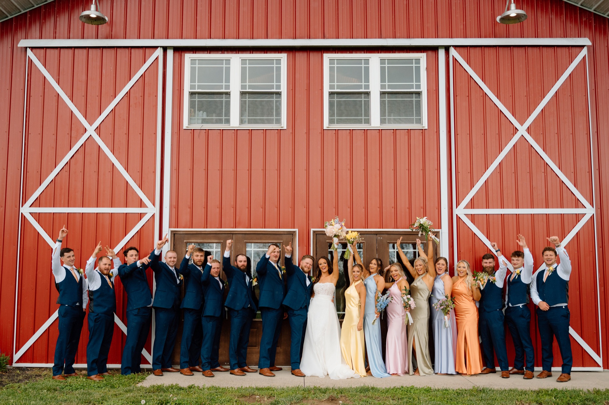 Wedding reception at dusk, Abram Farms