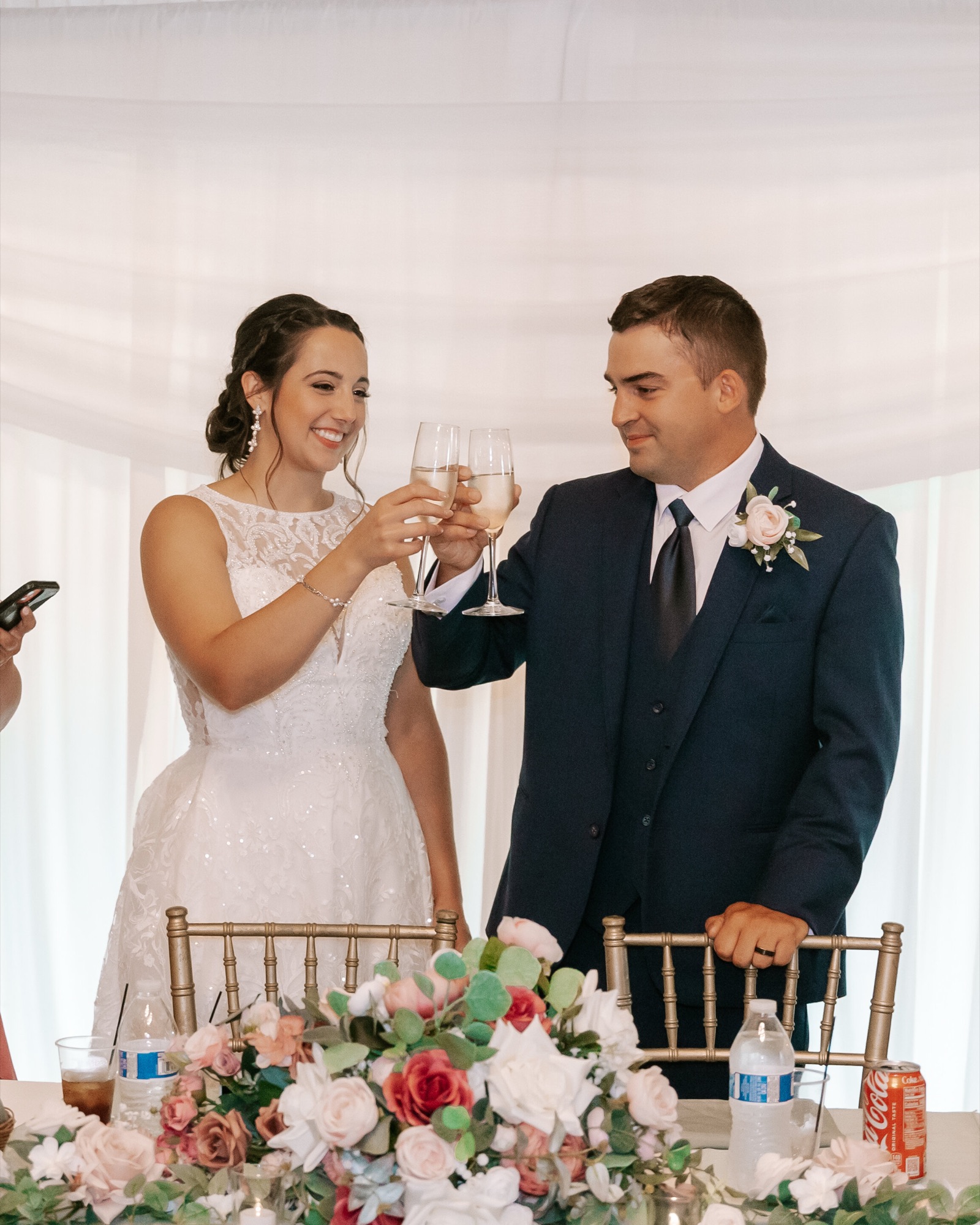 Jarrett and Naomi's wedding, couple portrait at Abram Farms