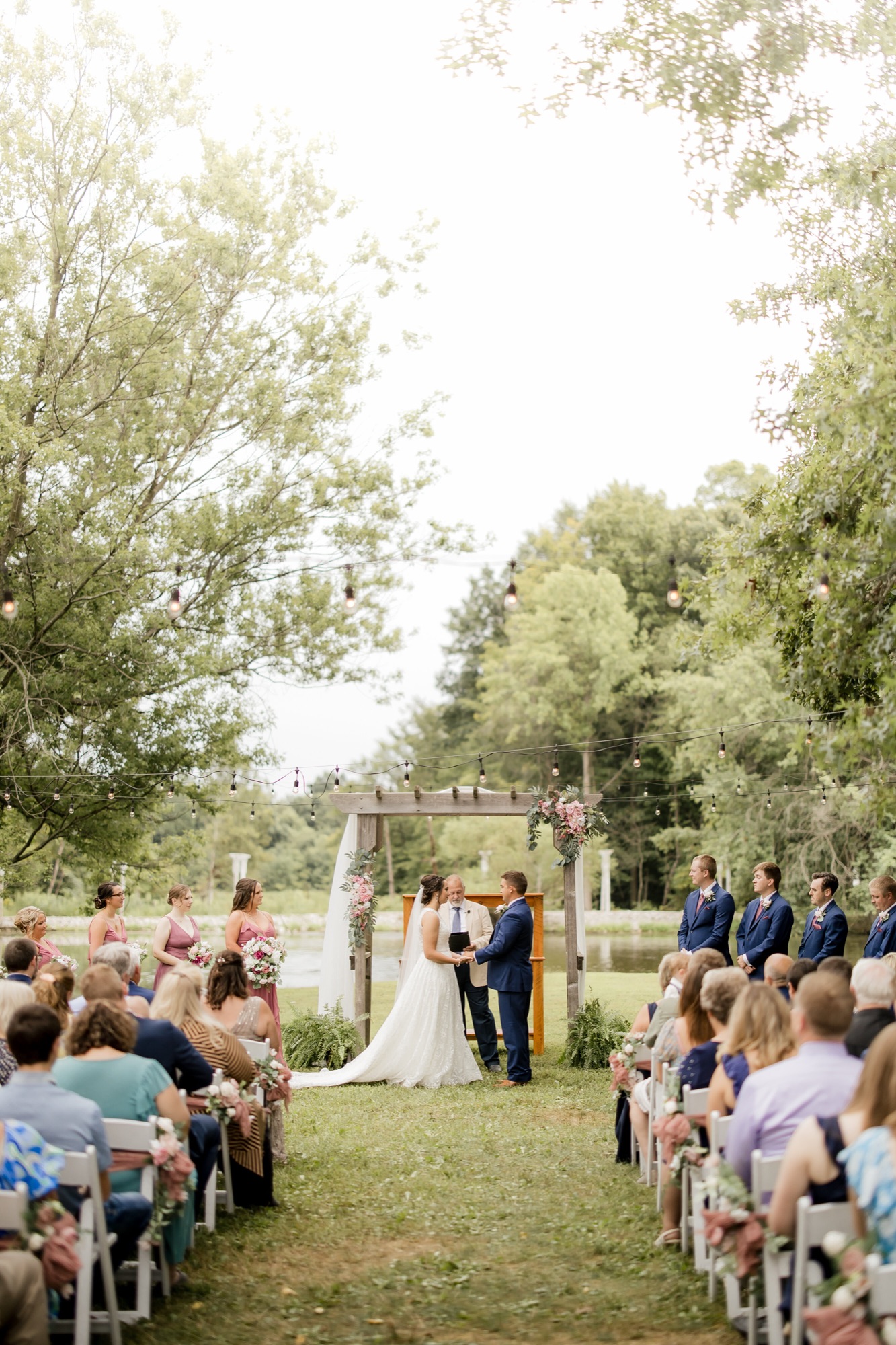 Jarrett and Naomi's wedding, ceremony aisle at Abram Farms
